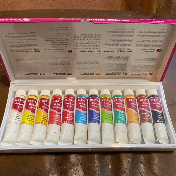 Reeves Fine Gouache Colours Paint Set 12 Tubes Painting Artist Set - Picture 2 of 2